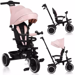 Tricycle évolutif bébé 2en1 LIONELO Berry - Siège réversible - Grand Panier Sac - Porte-gobelet - Roue Libre