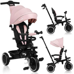 Tricycle évolutif bébé 2en1 LIONELO Berry - Siège réversible - Grand Panier Sac - Porte-gobelet - Roue Libre