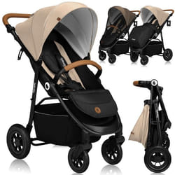 Poussette tout terrain LIONELO Natt - Grandes roues gonflables - Légère & pliable - Jusquà 22 kg - Beige