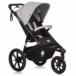 Lionelo Azura, Ciel de lit, Poussette de jogging, Unisexe, Roues gonflables, Pliable, Noir, Gris