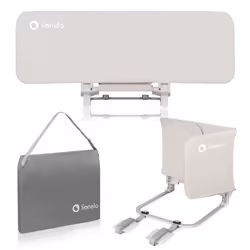 Barrière de lit bébé LIONELO Lora - Pliable - Cadre sûr et stable - Structure légère - Sac de transport fourni - Beige