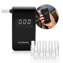 Éthylotest Electronique Alcootest OVERMAX AD-10 - Professionnel - Capteur électrochimique - 15 embouchures - Mémoire 50 mesures