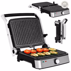 Grill électrique Multifonction - ZEEGMA - 2000 W - Revêtement anti-adhérent - Ouverture 180° - Plaques amovibles