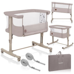 Lit bébé 3en1 LIONELO Aurora - Réglable en hauteur et inclinaison - Matelas et sac inclus - Beige cappucino