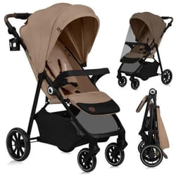 Poussette compacte LIONELO Emma One - 6-48 mois - Pliage d’une seule main - Multipositions - Moustiquaire - Beige