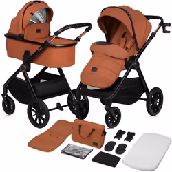 Poussette combinée 2en1 LIONELO Layla - Naissance jusquà 22kg - Pack poussette Duo Nacelle sac et accessoires - Marron