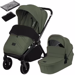 Poussette combinée 2en1 LIONELO Mika Plus - Naissance jusquà 22kg - Pack poussette Duo Nacelle sac et accessoires - Vert