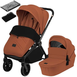 Poussette combinée 2en1 LIONELO Mika Plus - Naissance jusquà 22kg - Pack poussette Duo Nacelle sac et accessoires - Marron