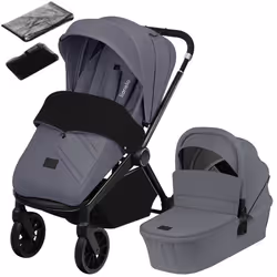 Poussette combinée 2en1 LIONELO Mika Plus - Naissance jusquà 22kg - Pack poussette Duo Nacelle sac et accessoires - Gris