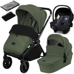 Poussette combinée 3en1 LIONELO Mika Plus - Jusquà 22kg - Pack poussette Trio Nacelle Siege auto sac et accessoires - Vert