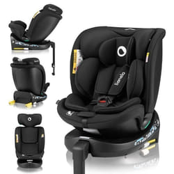 Siège auto évolutif LIONELO Navy i-Size - Base pivotante 360° - 40-150 cm - ISOFIX - Groupe 0+/1/2/3 - Noir