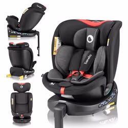 Siège auto évolutif LIONELO Navy i-Size - Base pivotante 360° - 40-150 cm - ISOFIX - Groupe 0+/1/2/3 - Rouge