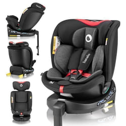 Siège auto évolutif LIONELO Navy i-Size - Base pivotante 360° - 40-150 cm - ISOFIX - Groupe 0+/1/2/3 - Rouge
