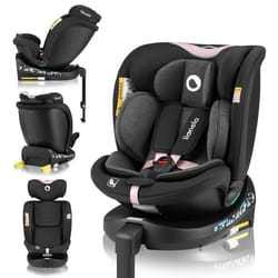 Siège auto évolutif LIONELO Navy i-Size - Base pivotante 360° - 40-150 cm - ISOFIX - Groupe 0+/1/2/3 - Rose