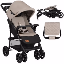 Poussette bébé compacte LIONELO Emma - De 6 à 36 mois - Ceinture 5 points de sécurité - Beige