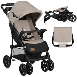 Poussette bébé compacte LIONELO Emma - De 6 à 36 mois - Ceinture 5 points de sécurité - Beige