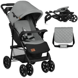 Poussette bébé compacte LIONELO Emma - De 6 à 36 mois - Ceinture 5 points de sécurité - Gris