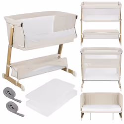 Lit bébé 5en1 LIONELO Thomi Plus - Lit Cododo - Barceau Bebe - Parc bebe - Canapé-lit - Jusquà 100 kg - 2 matelas - Beige