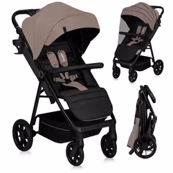 Poussette tout terrain LIONELO Mira - Jusquà 22 kg - Grande surface - Grandes roues - Beige