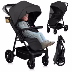 Poussette tout terrain LIONELO Mira - Jusquà 22 kg - Grande surface - Grandes roues - Gris