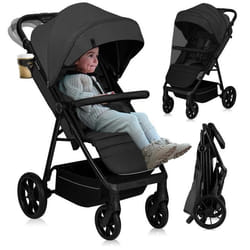Poussette tout terrain LIONELO Mira - Jusquà 22 kg - Grande surface - Grandes roues - Gris