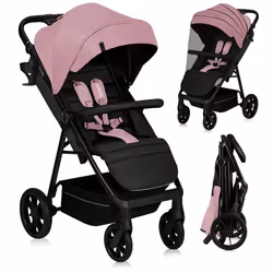 Poussette tout terrain LIONELO Mira - Jusquà 22 kg - Grande surface - Grandes roues - Rose