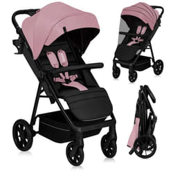 Poussette tout terrain LIONELO Mira - Jusquà 22 kg - Grande surface - Grandes roues - Rose