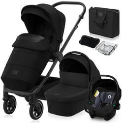 Poussette combinée 3en1 LIONELO Meril - Pack poussette Nacelle Siege auto sac et accessoires - Noir