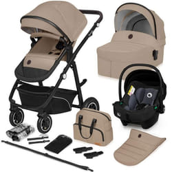 Poussette Trio LIONELO Bianka -Jusquà 22 kg - Pack poussette Nacelle Siège auto sac et accessoires - Beige