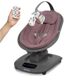 Balancelle Transat Électrique LIONELO Blossom - Revêtement 60% bambou - 5 mouvements - Mélodies - Télécommande - Rose