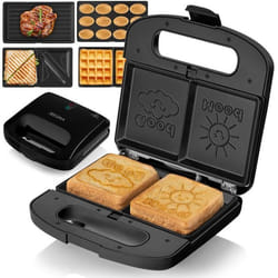 Gaufrier multifonction - ZEEGMA - Rotee Chef - 750 W - Noir - Plaques interchangeables 5en1