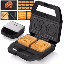 Gaufrier multifonction - ZEEGMA - Rotee Chef - 800 W - Inox - 5 plaques interchangeables