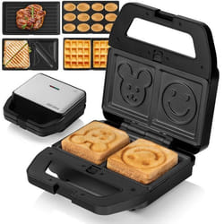 Gaufrier multifonction - ZEEGMA - Rotee Chef - 800 W - Inox - 5 plaques interchangeables