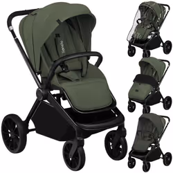 Poussette bébé compacte LIONELO Mika Plus - Imperméable - Peut être plié avec le siège - Grandes roues en caoutchouc - Vert
