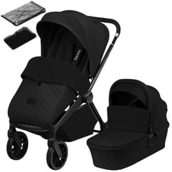 Poussette combinée 2en1 LIONELO Mika Plus - Naissance jusquà 22kg - Pack poussette Duo Nacelle sac et accessoires - Noir