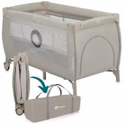Lit parapluie compact 2en1 LIONELO Stefi Plus - Parc bébé - Matelas en mousse T25 - 0-36 mois - Pliage Rapide - 2x Roulettes  ...