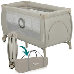 Lit parapluie compact 2en1 LIONELO Stefi Plus - Parc bébé - Matelas en mousse T25 - 0-36 mois - Pliage Rapide - 2x Roulettes -