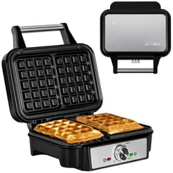 Gaufrier - ZEEGMA - Gofree Chef - 1200 W - Revêtement anti-adhésif - 2 gaufres
