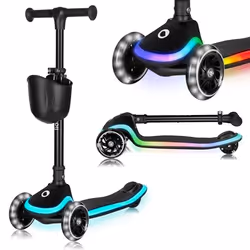 Trottinette enfant - LIONELO - Mey - 3 roues - Pliable - Hauteur réglable - Noir