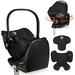 Siège auto bébé avec Base 360° LIONELO Moxie i-Size Set - Cosi 40-87 cm - Base ISOFIX - Bambou naturel - Légère - Groupe 0+ - Noir
