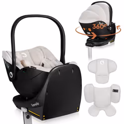 Siège auto bébé avec Base 360° LIONELO Moxie i-Size Set - Cosi 40-87 cm - Base ISOFIX - Bambou naturel - Légère - Groupe 0+ - ...