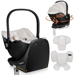 Siège auto bébé avec Base 360° LIONELO Moxie i-Size Set - Cosi 40-87 cm - Base ISOFIX - Bambou naturel - Légère - Groupe 0+ - Beige