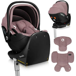 Siège auto bébé avec Base 360° LIONELO Moxie i-Size Set - Cosi 40-87 cm - Base ISOFIX - Bambou naturel - Légère - Groupe 0+ - Rose