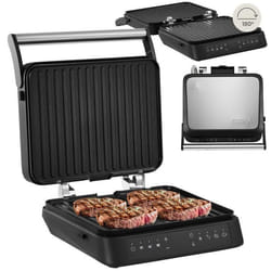 Grill électrique - ZEEGMA - 230° - 2000 W - Revêtement anti-adhérent - Ouverture 180° - Plaques amovibles