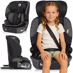 Siège auto évolutif LIONELO Levi Fix i-Size - ISOFIX - 76-150 cm - Assise large - Groupe 1/2/3 - Gris