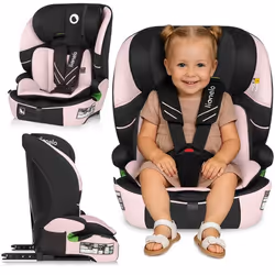Siège auto évolutif LIONELO Levi Fix i-Size - ISOFIX - 76-150 cm - Assise large - Groupe 1/2/3 - Rose
