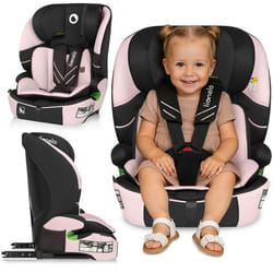 Siège auto évolutif LIONELO Levi Fix i-Size - ISOFIX - 76-150 cm - Assise large - Groupe 1/2/3 - Rose