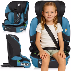 Siège auto évolutif LIONELO Levi Fix i-Size - ISOFIX - 76-150 cm - Assise large - Groupe 1/2/3 - Bleu