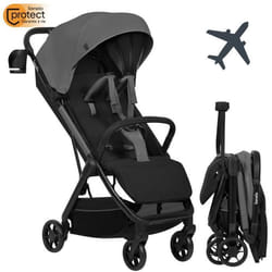 Poussette ultra-compacte LIONELO Julie Air - Pliage automatique - Compatible avion - Jusquà 22kg - Canopy UPF 50 - Gris