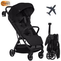 Poussette ultra-compacte LIONELO Julie Air - Pliage automatique - Compatible avion - Jusquà 22kg - Canopy UPF 50 - Noir